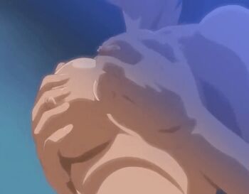 00s 1girl 2002 animated animated_gif bouncing_breasts breasts grabbing_own_breast injuu_gakuen_la_blue_girl injuu_gakuen_la_blue_girl:_fukkatsu_hen large_breasts midou_miyu nipples nude tagme