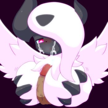 Rule 34 | 1girl, absol, breasts, cum, gen 3 pokemon, highres, large breasts, methylcyan, nintendo, open mouth, paizuri, pokemon, pokemon (creature), red eyes, uncensored