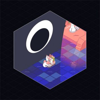 artist_name artist_self-insert boat commentary giant going_merry highres isometric jolly_roger laboon lv5plant ocean one_piece straw_hats_jolly_roger watercraft