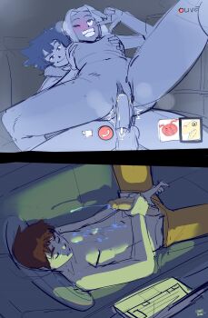 10s 1girl 2boys agumon artist_name blush breasts brown_hair cheating_(relationship) computer cum cum_in_pussy cum_on_male digimon digimon_adventure_tri. hetero highres izumi_koshiro kenno_arkkan laptop leg_up loli long_hair masturbation multiple_boys netorare netorase nipples penis pussy red_hair sex short_hair sketch small_breasts tachikawa_mimi tentomon uncensored webcam yagami_taichi