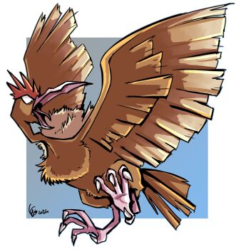 absurdres beak bird brown_feathers destinywebgio fearow feathered_wings feathers full_body gen_1_pokemon highres nintendo no_humans open_mouth pokemon pokemon_(creature) signature solo talons wings