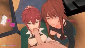 1boy 2girls 3d after_fellatio aizawa_akemi aizawa_tomo animated artist_name ass assisted_fellatio black_bra black_shirt black_skirt blazer blue_pants bra bra_lift breasts breasts_out closed_eyes clothes_lift denim embarrassed feet_out_of_frame fellatio from_above giddora green_jacket hand_on_another&#039;s_head hand_on_another&#039;s_shoulder hetero irrumatio jacket kneeling large_breasts long_hair long_sleeves looking_at_another looking_at_viewer looking_to_the_side looking_up mature_female mother_and_daughter multiple_girls naughty_face nipples open_clothes open_jacket open_mouth open_shirt oral pants penis ponytail pov pov_crotch red_bra red_eyes red_hair school_uniform sexual_coaching shirt shirt_lift short_hair skirt tagme tomboy tomo-chan_wa_onna_no_ko two-tone_bra uncensored underwear video white_shirt