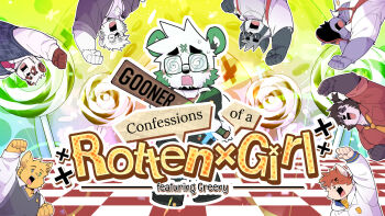 6+boys arm_up artist_self-insert blush candy character_request closed_eyes coke-bottle_glasses commentary confessions_of_a_rotten_girl_(vocaloid) english_commentary english_text fist_pump food furrowed_brow furry furry_male glasses greenypika highres indie_virtual_youtuber kokukokuboo lollipop looking_at_viewer male_focus multiple_boys nico_(fursona)_(boomstick_0) open_mouth original smile sweat swirl_lollipop vocaloid yaoi_paddle