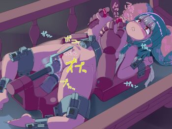 1girl anal anal_object_insertion barefoot bdsm bed black_hair blush bondage bound bound_ankles bound_legs bound_wrists breasts censored closed_mouth completely_nude dildo double_insertion feet female_focus groping indoors japanese_text lactation large_breasts lock lol_(artist) long_hair lying machine mechanical_fixation mosaic_censoring multiple_penetration navel nipples nude object_insertion on_back on_bed original padlock pillow pussy red_eyes sex_machine sex_toy slave slave stomach_bulge tears toes toy translation_request triple_penetration urethral_insertion vaginal vaginal_object_insertion