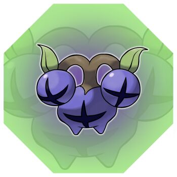 blueberry border fakemon food fruit full_body green_background hyshirey leaf nintendo no_humans official_style original outline pokemon solo transparent_background transparent_border white_outline zoom_layer