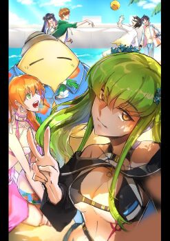 bikini breasts c.c. cleavage code_geass green_hair highres official_alternate_costume swimsuit twintails underboob