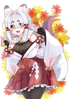 Rule 34 | 1girl, absurdres, animal ears, artist request, black bodysuit, body freckles, bodysuit, bow, breasts, commentary, commission, english commentary, fox ears, fox girl, fox tail, freckles, frills, fur collar, gohei, hair between eyes, hair bow, hair ornament, hair ribbon, highres, indie virtual youtuber, japanese clothes, kagari kitsune, large breasts, long hair, long sleeves, messy hair, multicolored hair, nontraditional miko, pink hair, red ribbon, ribbon, sidelocks, simple background, skeb commission, skirt, sleeves past fingers, sleeves past wrists, slit pupils, solo, tail, virtual youtuber, white hair, yellow eyes