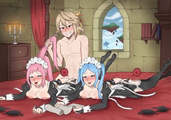 absurdres clothed_female_nude_male defaultwaifu felicia_(fire_emblem) ffm_threesome fire_emblem fire_emblem_fates flora_(fire_emblem) group_sex highres holding_hands male_corrin_(fire_emblem) nintendo nude sex tagme threesome