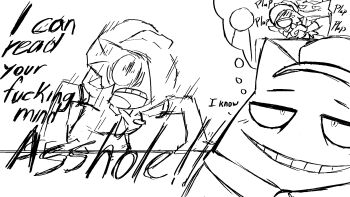 1boy 1girl bob_cut gardevoir gen_1_pokemon gen_3_pokemon gengar grin hair_over_one_eye hat highres hirogearguy imagining nintendo open_mouth plap pokemon pokemon_(creature) sex sex_from_behind shouting simple_background sketch smile white_background