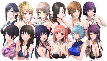 6+girls absurdres amy_(doa) bikini black_hair blonde_hair blue_eyes breasts cleavage dead_or_alive dead_or_alive_xtreme dead_or_alive_xtreme_venus_vacation green_eyes green_hair highres honoka_(doa) koharu_(doa) large_breasts long_hair misaki_(doa) multiple_girls nagisa_(doa) nanami_(doa) nyotengu pink_hair purple_eyes purple_hair red_eyes reika_(doa) sayuri_(doa) shandy_(doa) slope_(check238) smile swimsuit tamaki_(doa) twintails yukino_(doa)