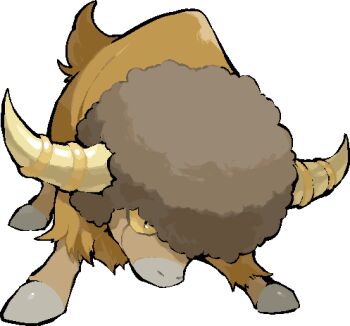 Rule 34 | afro, animal focus, bouffalant, commentary request, full body, gen 5 pokemon, horns, kawaanago, lowres, nintendo, no humans, nostrils, pokemon, pokemon (creature), pokemon focus, solo, transparent background