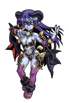 1girl armor armpit_crease astaroth_(shinrabanshou) bare_shoulders black_armor black_horns black_leotard black_outline black_sclera black_wings blue_hair boots breasts bridal_gauntlets cleavage closed_mouth clothing_cutout colored_sclera curved_horns demon_horns demon_tail demon_wings earrings fingernails full_body gem green_gemstone hair_between_eyes hands_up harakawa_mitsuhiro heart heart_earrings horns jewelry large_breasts leotard long_hair looking_at_viewer navel navel_cutout official_art orb outline pointy_ears purple_bridal_gauntlets purple_thighhighs red_nails red_wings shinrabanshou simple_background slit_pupils smile standing tail thighhighs third-party_source transparent_background v-shaped_eyebrows very_long_hair wings yellow_eyes