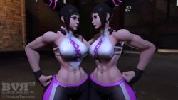 10s 2girls 3d abs animated artist_name artistic_error attack bad_animation bare_shoulders black_gloves blueversusred blunt_bangs bouncing bouncing_breasts breasts building capcom chinese_clothes clipping clone drill_hair dudou eye_contact female_focus fingerless_gloves gasp gloves han_juri hand_around_neck hand_on_own_hip large_breasts logo looking_at_another masochism midriff multiple_girls muscular muscular_female open_mouth outdoors pants patreon_logo patreon_username pink_eyes punching road rolling_eyes ryona sadism short_hair sidelocks source_filmmaker_(medium) standing stomach_punch street street_fighter street_fighter_v striped_clothes striped_pants talking toned toned_female twin_drills video violence watermark web_address white_dudou wince yoga_pants