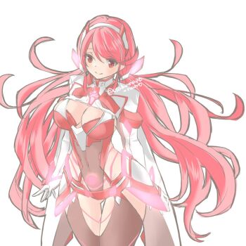 1girl breasts large_breasts pyra_(xenoblade) pyra_(xenoblade)_(prototype) simple_background twintails usakumapo_nano white_background xenoblade_chronicles_(series) xenoblade_chronicles_2
