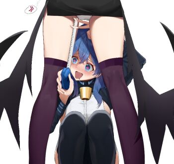 Rule 34 | 2girls, accidental pervert, ako (blue archive), anger vein, angry, back, bell, between legs, black skirt, black sleeves, black thighhighs, blue archive, blue eyes, blue hair, blush, buttons, collar, commentary request, cowbell, demon wings, drooling, groin, hand on another's ass, hand on another's leg, heart, heart in eye, hina (blue archive), holding, holding ruler, holding tape measure, leg measuring, legs, long sleeves, looking at leaf, lower body, maoyu (furfish), measuring, medium hair, multiple girls, open mouth, panties, panty peek, pantyshot, purple thighhighs, ruler, saliva, shadow, simple background, skirt, speech bubble, spread legs, squatting, standing, symbol in eye, tape measure, thighhighs, tongue, underwear, upper body, v, view between legs, white background, white panties, wings, zettai ryouiki