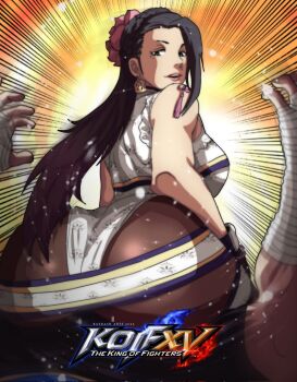 1girl ass black_hair highres long_hair luong raydash30 snk the_king_of_fighters the_king_of_fighters_xv