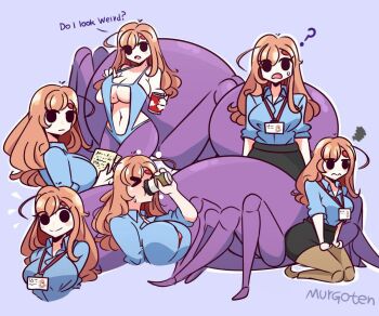 1girl 2021 arachnid_humanoid arthropod_girl blonde_hair breasts bug insect_girl large_breasts mob_face monster_girl murgoten non-web_source original slingshot_swimsuit solo spider spider_girl swimsuit tagme