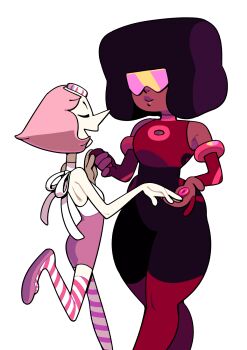 afro alternate_costume black_hair breasts colored_skin dark-skinned_female dark_skin discount-supervillain garnet_(steven_universe) gem_(steven_universe) highres lips multiple_girls pearl_(species)_(steven_universe) pearl_(steven_universe) short_hair smile steven_universe sunglasses toon_(style)