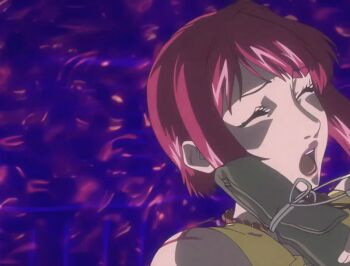 00s 1girl 2007 animated animated_gif bare_shoulders bead_necklace beads bible_black bible_black_new_testament breasts car cleavage cut_on_face falling jewelry large_breasts lipstick long_sleeves makeup mature_female monk motor_vehicle necklace night nun open_mouth purple_eyes red_hair religious revealing_clothes shin_bible_black short_hair tagme takashiro_hiroko tight_clothes