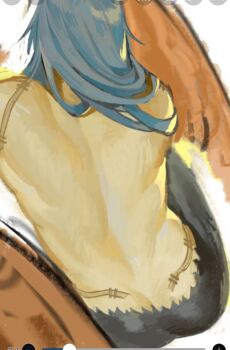 Rule 34 | 1boy, blue hair, from behind, hair down, jujutsu kaisen, l17932, long hair, mahito (jujutsu kaisen), nude, sketch, solo, stitched groin, stitched shoulder