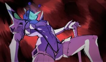 Rule 34 | 1boy, abs, ant tenna, boots, commentary, cosplay, cropped legs, crt, defernull, english commentary, junketsu, kill la kill, kiryuuin satsuki, kiryuuin satsuki (cosplay), long nose, object head, radio antenna, red background, revealing clothes, simple background, smile, solo, sword, thigh boots, toned, toned male, weapon, youtiao 0066