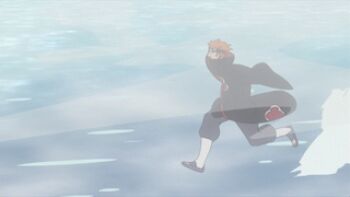 1boy animated animated_gif anime_screenshot lowres male_focus naruto_(series) naruto_shippuuden orange_hair pain_(naruto) parody quality rinnegan roadrunner running solo sonic_(series) water what