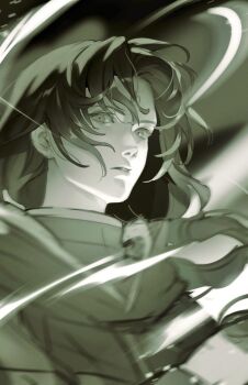 Rule 34 | 1boy, bishounen, commentary request, facial mark, fire emblem, fire emblem: path of radiance, forehead mark, green theme, highres, hmng sto, long hair, looking at viewer, male focus, nintendo, parted lips, solo, soren (fire emblem)