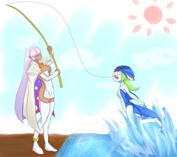 arcana_heart fishing_rod parace_l'sia pistrix shark_girl sun water