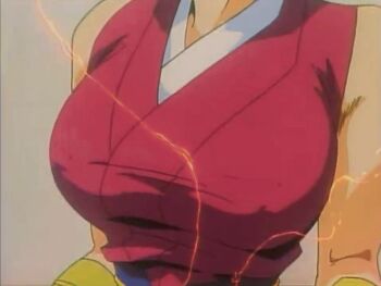 Rule 34 | 1990s (style), 1996, animated, animated gif, bouncing breasts, breast expansion, breast focus, breasts, bursting breasts, collarbone, electricity, injuu gakuen la blue girl, japanese clothes, large breasts, muscle growth, nipples, perky breasts, retro artstyle, tagme, torn clothes, transformation, upper body, yaku