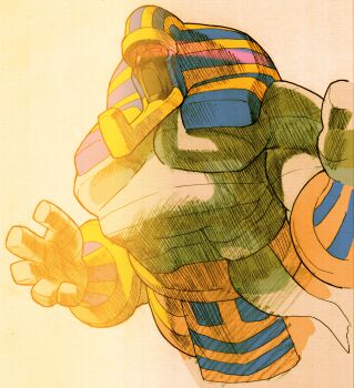 Rule 34 | 1boy, :o, anakaris, ancient egyptian, bandaged chest, bandages, bengus, capcom, darkstalkers, facing up, game cg, highres, male focus, marvel vs. capcom, marvel vs. capcom 2, monster, mummy, naked bandage, non-web source, official art, open hands, open mouth, outstretched arms, red eyes, scan, sidelighting, simple background, solo, standing, undead