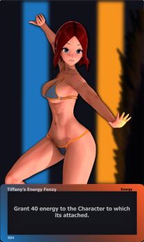 3d animated animated_png bikini blue_eyes card_(medium) highres persephone858 red_hair smile sweatdrop swimsuit teeth text_background