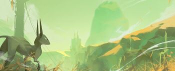 Rule 34 | animal, animal request, commentary, day, english commentary, grass, highres, hill, mountain, no humans, original, outdoors, power lines, scenery, toebeez, wide shot, wind