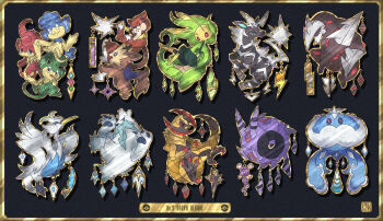 badge badge_(pokemon) basic_badge beartic black_background bolt_badge character_charm charm_(object) commentary_request english_text excadrill freeze_badge gen_5_pokemon gold_border haxorus highres insect_badge jellicent jellicent_(male) jet_badge kanna_(kan419_k) leavanny legend_badge lillipup mine_badge nintendo panpour pansage pansear poke_ball_symbol pokemon pokemon_(creature) pokemon_bw pokemon_bw2 swanna toxic_badge trio_badge watchog wave_badge whirlipede zebstrika
