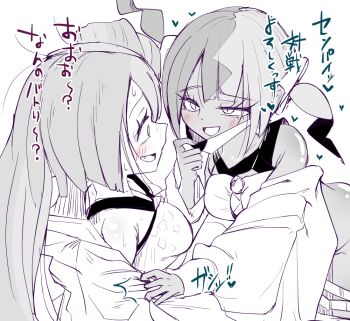 2girls canari_(pokemon) iono_(pokemon) monochrome multiple_girls nintendo pokemon pokemon_legends:_z-a pokemon_sv risuzuao yuri