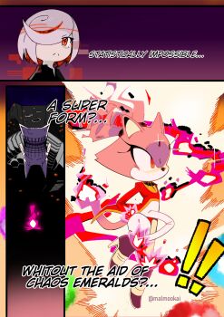 Rule 34 | !, !!, 1other, 2girls, absurdres, animal ears, animal nose, artist name, aura, black dress, blaze the cat, burning blaze, cat, cat ears, animal nose, cat tail, comic, dress, english text, epic, giganto (sonic frontiers), hair over one eye, high heels, highres, long sleeves, malmookai, multicolored hair, multiple girls, no mouth, purple footwear, red fur, red hair, red shirt, red sleeves, robot, sage (sonic), sega, shirt, sidelocks, snout, sonic (series), sonic frontiers, sonic rush, sonic (series), streaked hair, tail, twitter username, two-tone hair, white hair