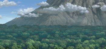 blue_sky cloud day forest game_cg mountain nature no_humans non-web_source official_art outdoors power_lines scenery sky touhou touhou_gensou_eclipse transmission_tower