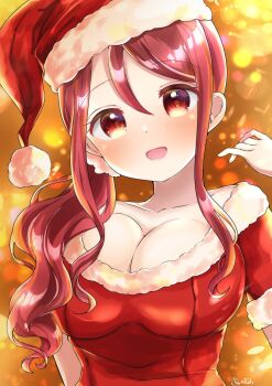 1girl breasts christmas_costume cleavage gochuumon_wa_usagi_desu_ka? hat highres natsu_megumi's_mother open_mouth santa_hat
