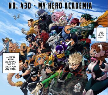 6+boys 6+girls aged_up aoyama_yuuga armor ashido_mina asui_tsuyu bakugou_katsuki bald belt bird bird black_hair blonde_hair bodysuit boku_no_hero_academia breasts brown_eyes brown_hair cape cleavage colored_skin colorized dimples eye_mask frog_girl green_eyes green_hair hagakure_toru headset helmet heterochromia hexamendle highres horikoshi_kouhei horns iida_tenya invisible jiro_kyoka kaminari_denki kirishima_eijirou knee_pads kouda_kouji large_breasts long_hair mask medium_hair midoriya_izuku mineta_minoru monster_boy monster_girl multicolored_hair multiple_boys multiple_girls navel no_nose ojiro_mashirao pink_hair pink_skin ponytail red_eyes red_hair satou_rikidou sero_hanta shinso_hitoshi shirt short_hair shouji_mezou sleeveless sleeveless_shirt smile sunglasses superhero_costume tail todoroki_shoto tokoyami_fumikage uraraka_ochako white_hair yaoyorozu_momo