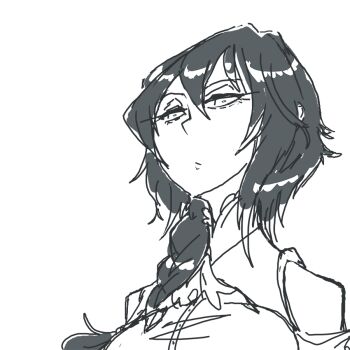 1girl aradia_ravencroft braid braided_ponytail davewaterfalls night_of_revenge sketch