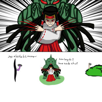 Rule 34 | 1girl, annoyed, copyright request, cosplay, english text, evil grin, evil smile, grin, hakurei reimu, jkd05d, komainu, komano aunn, rashoujin mizuki, recording, shameimaru aya, smile, sneaking, touhou, yakumo yukari