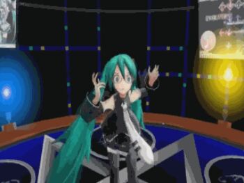 3d animated animated_gif blue_eyes blue_hair glasses hatsune_miku lowres qvga twintails vocaloid what