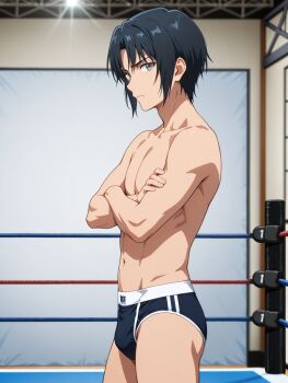 1boy black_hair briefs male_underwear original underwear