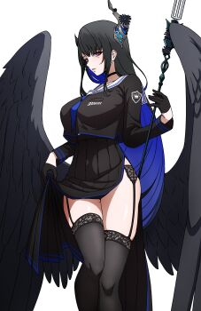 Rule 34 | 1girl, absurdres, asymmetrical horns, black hair, blue archive, blue hair, breasts, colored inner hair, cosplay, daydarion, demon horns, hair ornament, hasumi (blue archive), hasumi (blue archive) (cosplay), highres, hololive, hololive english, horns, large breasts, long hair, mole, mole under eye, multicolored hair, nerissa ravencroft, red eyes, solo, two-tone hair, uneven horns, virtual youtuber