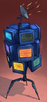 cable commentary_request highres joints kamikairo monitor no_humans non-humanoid_robot original red_background robot satellite_dish screen shadow static