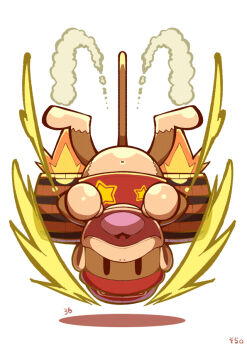 04sora40 barrel chibi diddy_kong donkey_kong_(series) donkey_kong_country fire full_body hat jetpack monkey nintendo open_mouth red_hat simple_background solo star_(symbol) star_print super_smash_bros. upside-down white_background