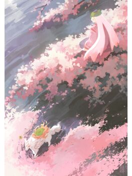 Rule 34 | 1boy, amaterasu (ookami), animal, bilingual commentary, blonde hair, cherry blossoms, closed eyes, closed mouth, commentary, driftwoodwolf, english commentary, facial mark, fire, flower, hakama, japanese clothes, mask, mask on head, mixed-language commentary, ookami (game), scenery, sitting, tengu mask, tree, ushiwakamaru (ookami), wolf