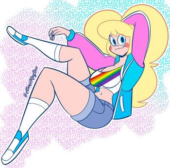 1girl ass atomickingboo blonde_hair breasts highres large_breasts socks tagme