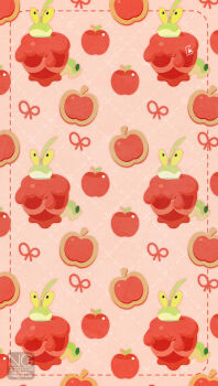 Rule 34 | apple, candy apple, dipplin, food, fruit, highres, meme (sleepsheep), nintendo, no humans, pokemon, pokemon (creature), pokemon focus, red ribbon, ribbon, stalk eyes, tail, worm