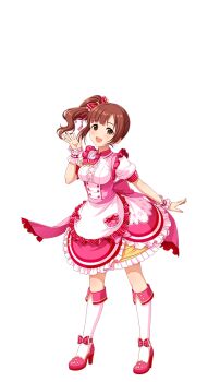 1girl bow buttons full_body hands_up high_heels idol_clothes idolmaster idolmaster_cinderella_girls idolmaster_cinderella_girls_starlight_stage igarashi_kyoko official_art open_mouth puffy_sleeves side_ponytail solo transparent_background wrist_cuffs yellow_eyes