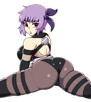 1girl ass ayane_(doa) bare_shoulders breasts dead_or_alive dead_or_alive_6 from_behind highres huge_ass iggybomb large_breasts ninja purple_hair red_eyes short_hair